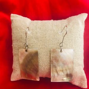 Simulated Abalone Shell Fish Style Slated Earrings